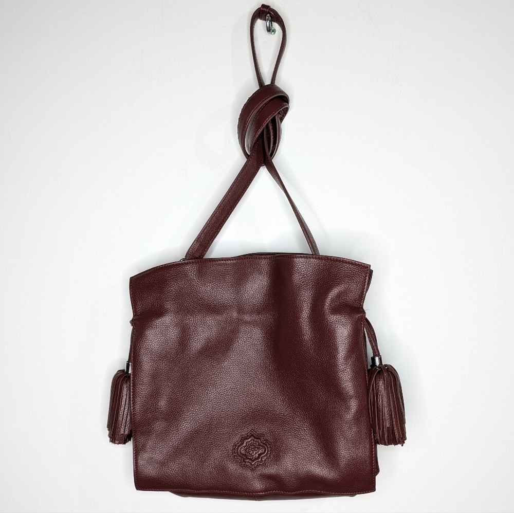 Oryany plum purple red leather crossbody purse
